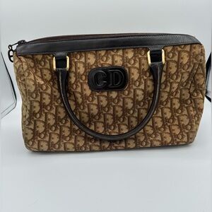 Vintage Christian Dior Trotter Monogram Top-Handle Bag | Y2K Brown Dior Bag
